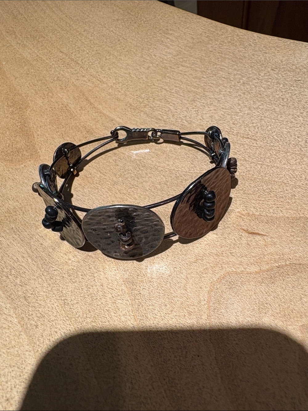 Chico's Hammered metal - Gunmetal/Multi-colored finishes Disc Bracelet